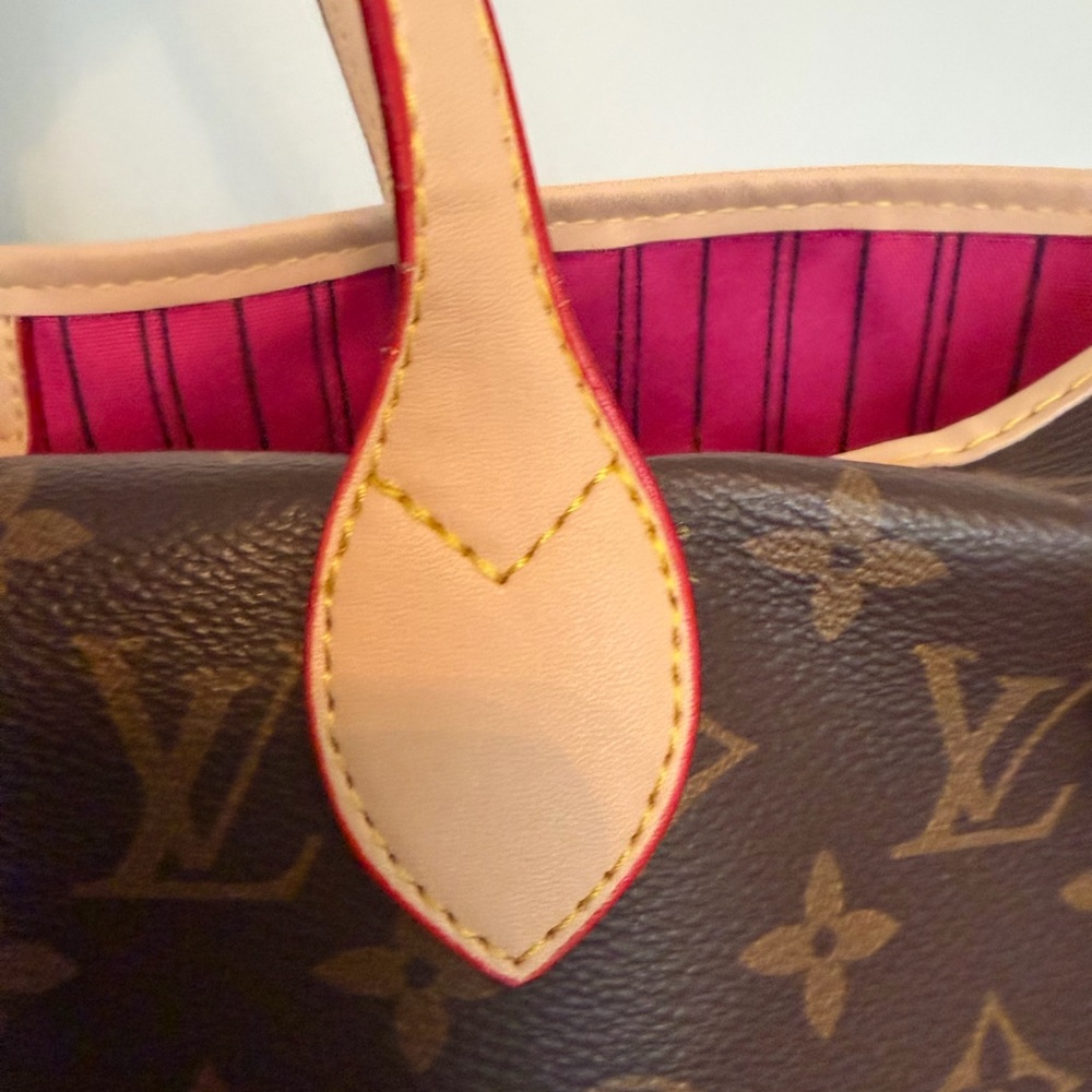 Monogram Purse Bag with Hot Pink Interior and Insert - Brown - Picture 5 of 12